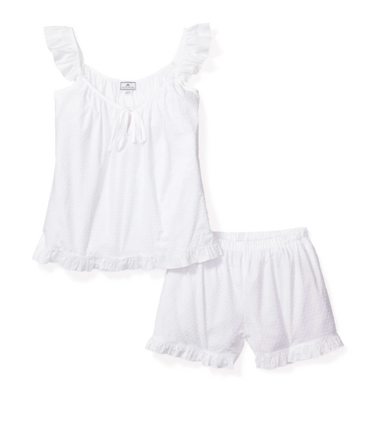 Women's Swiss Dots Celeste Short Set in white