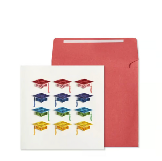Quilled Grad Hats Graduation Card