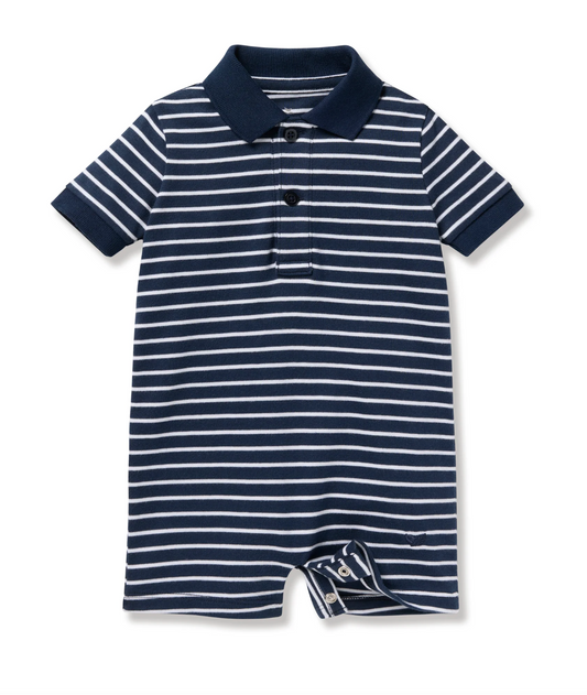 Baby's Pima Louis Play Romper in Navy Stripe