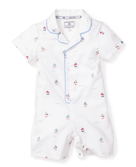 Baby's Twill Summer Romper in Bateau