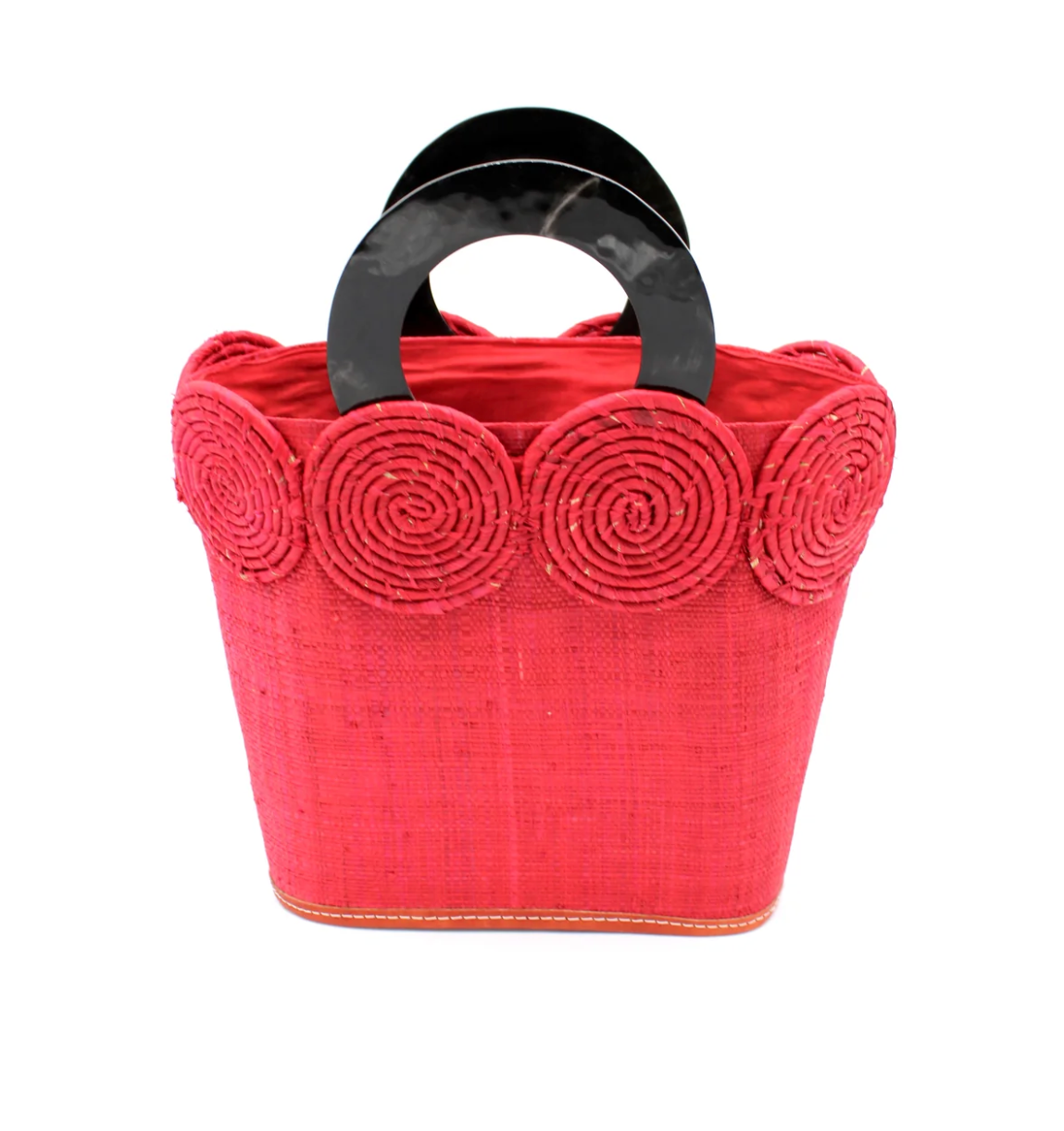 Tazi Disc Straw Handbag with Horn Handle