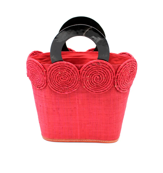 Tazi Disc Straw Handbag with Horn Handle