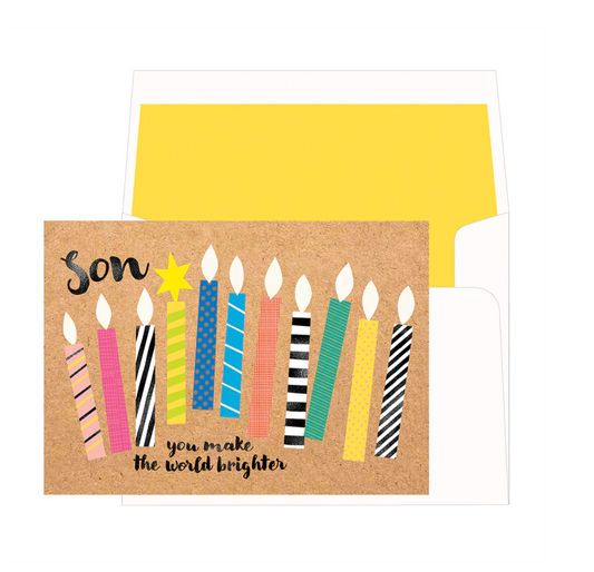 Son Candles on Kraft Family Birthday Card