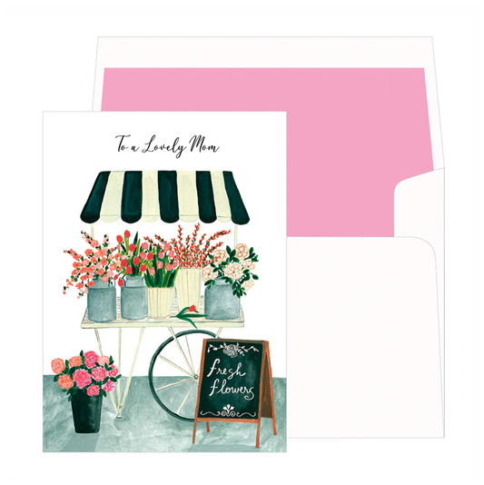 Flower Cart and Chalkboard Birthday Card