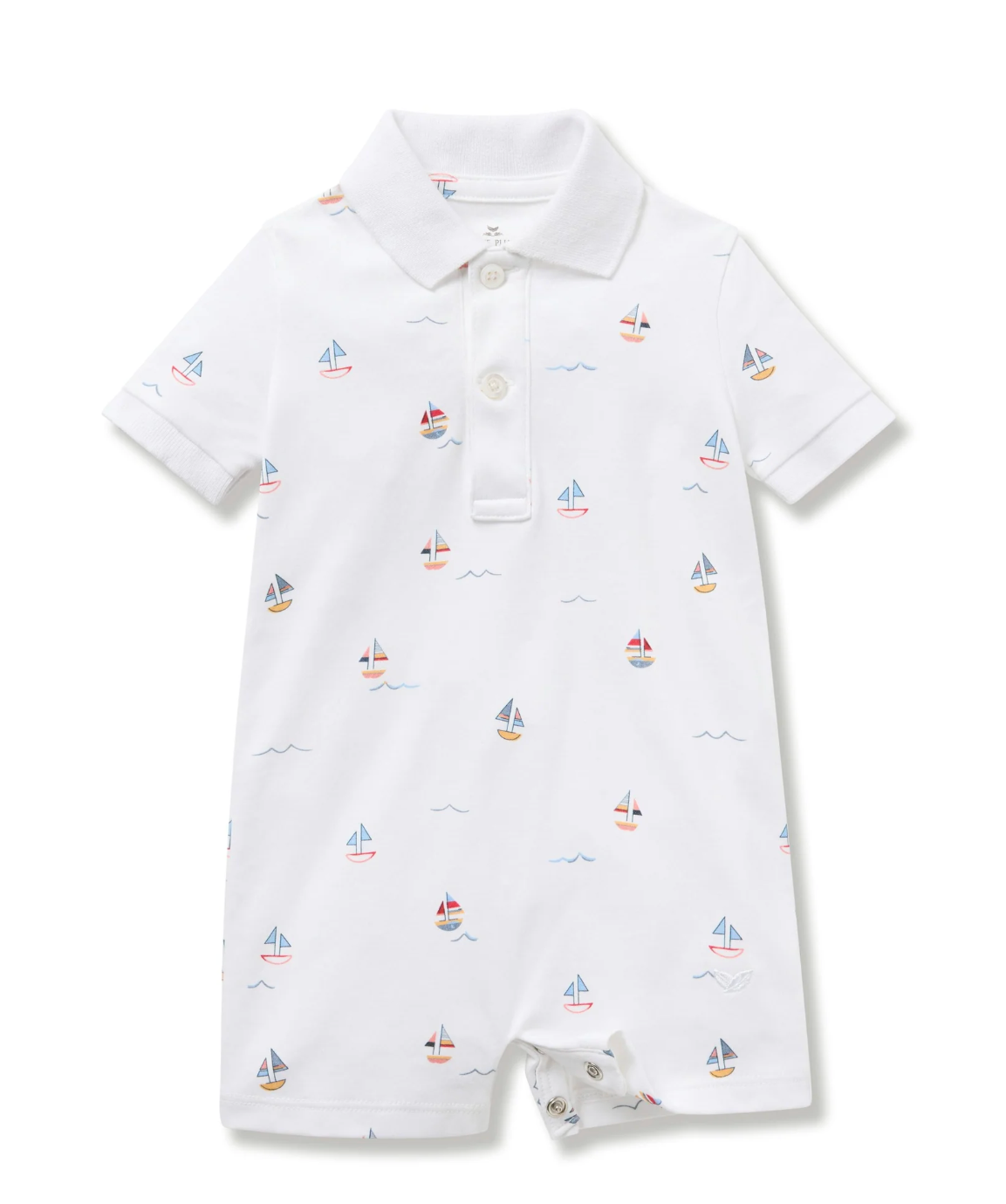 Boy's Pima Summer Romper in Bateau