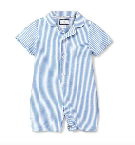Baby's Twill Summer Romper in French Blue Heritage Stripe