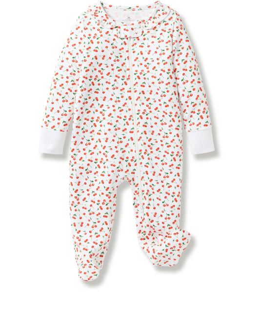 Baby's Pima Ruffle Collar Romper in Cherry Orchard