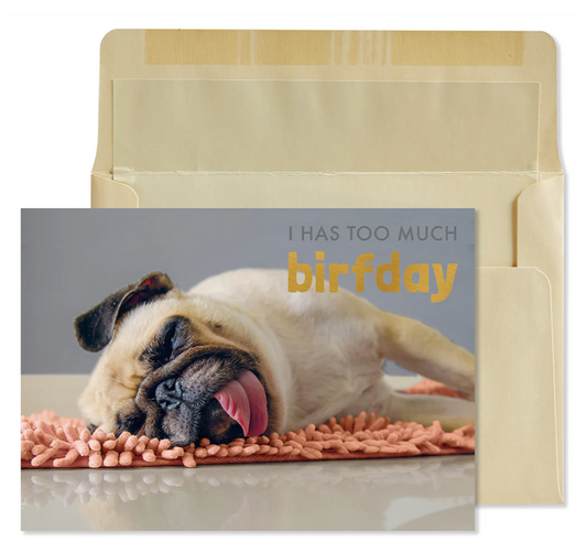 Pug On Rug Birthday Card