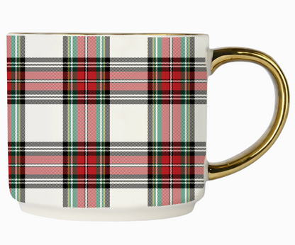 White Plaid Coffee Mug