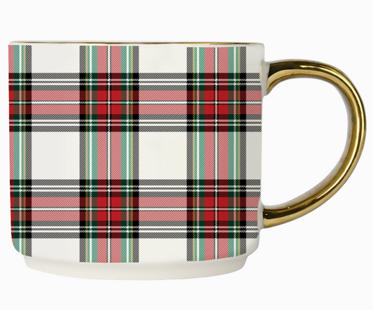 White Plaid Coffee Mug