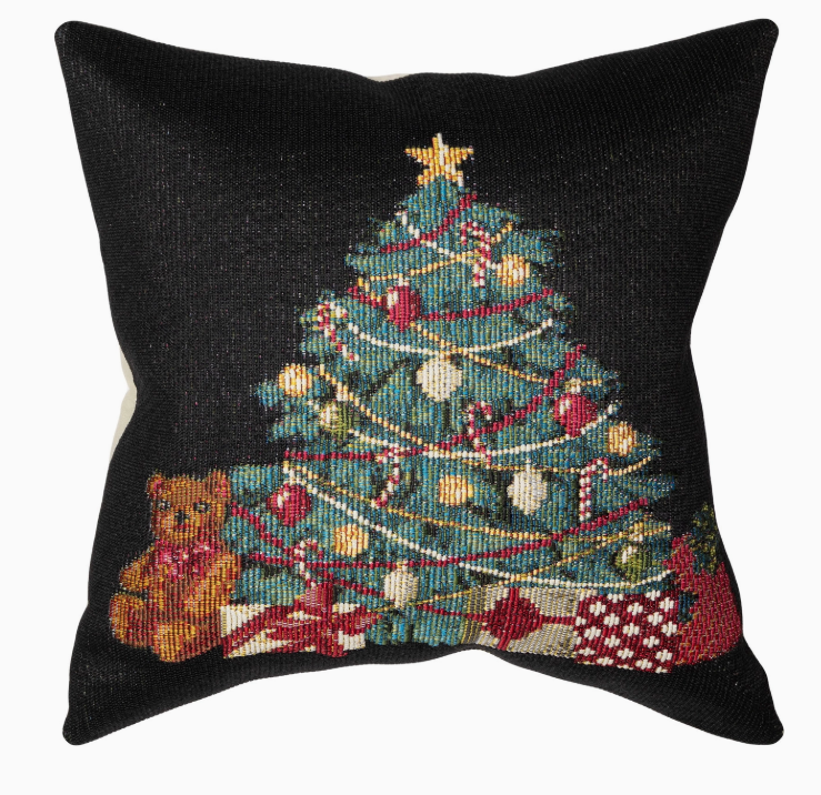 Marina Oh Christmas Tree Indoor/Outdoor Pillow Black