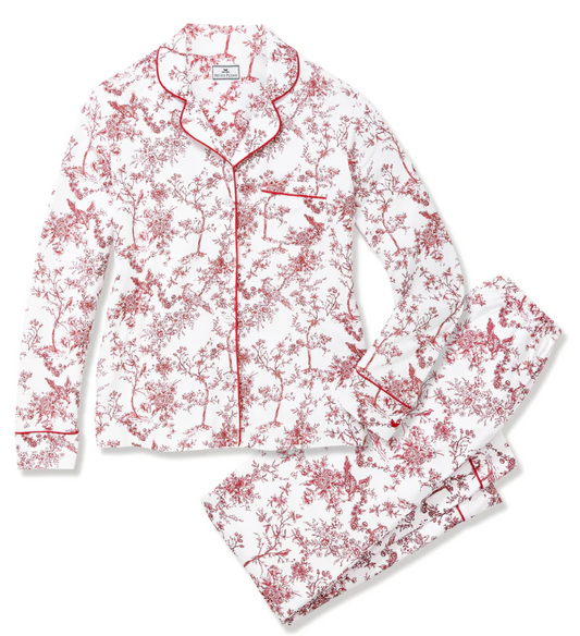 Women's Pima Pajama Set in Red Timeless Toile