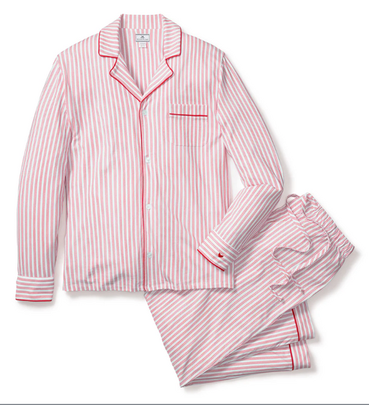 Men's Pima Pajama Set in Antique Red Ticking