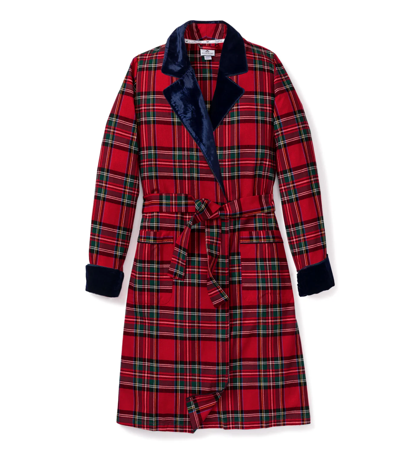 Women's Long Robe with Velvet Trim in Imperial Tartan