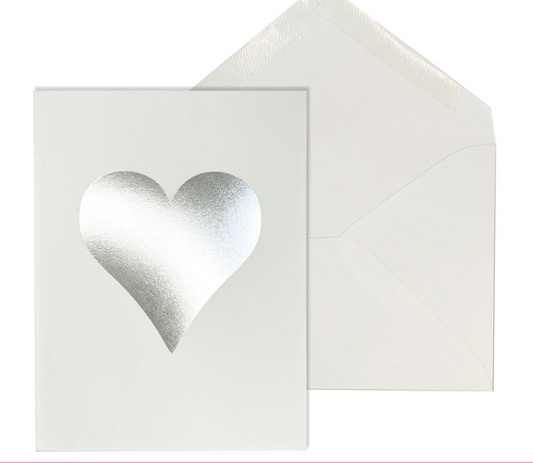 Silver Hot Foil Heart Blank Card