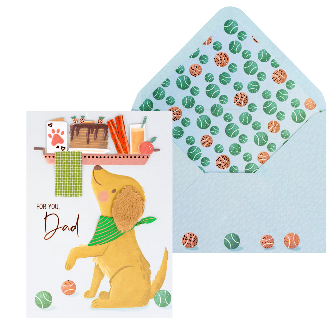 Dad Breakfast Platter Puppy Birthday Card NEW