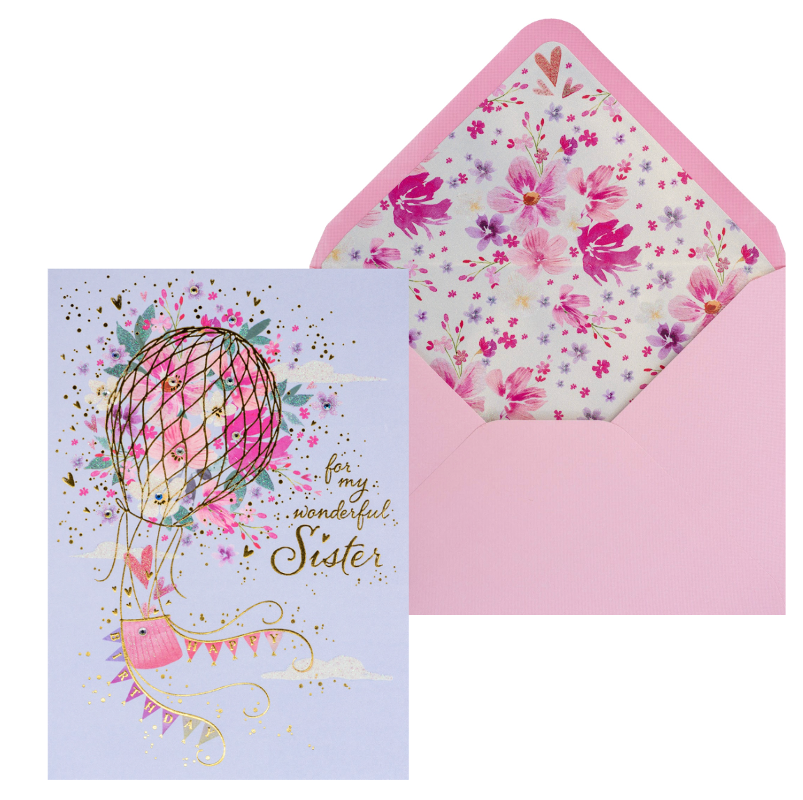 Sister Flower Balloon Birthday Card NEW
