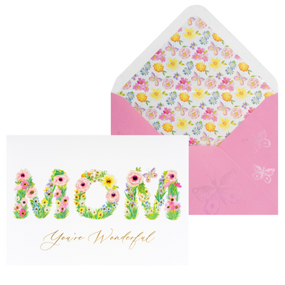 Mom Floral Lettering Birthday Card NEW