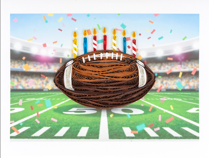 Quilled Football with Candles Birthday Card NEW