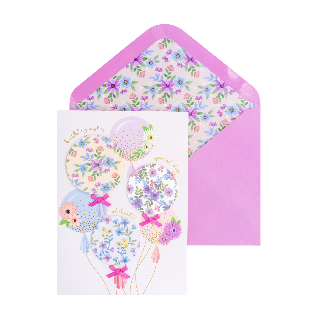 Floral Balloons Birthday Card NEW