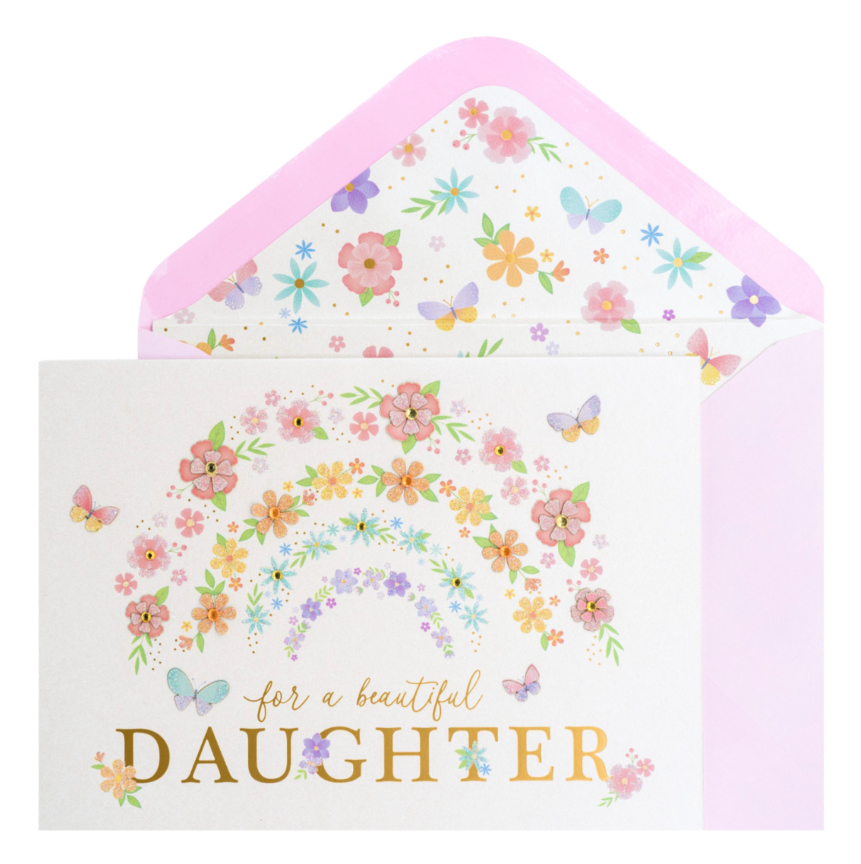 Daughter Flower Rainbow Birthday Card NEW