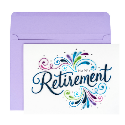 Quilled Retirement Lettering Retirement Card NEW
