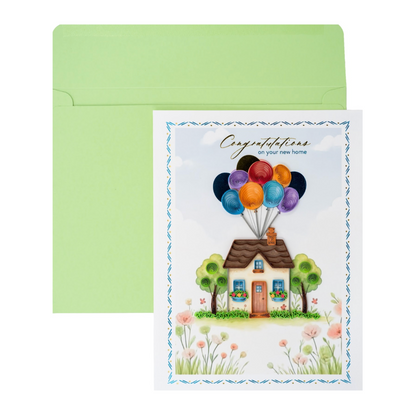 Quilled House & Balloons New Home Card NEW