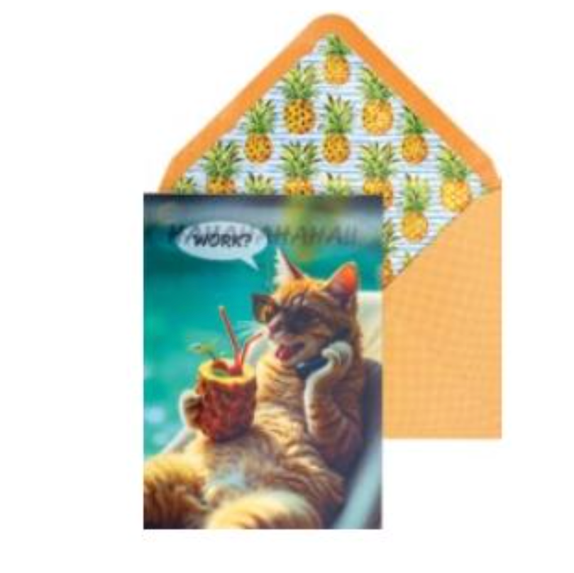 Lenticular Cat Retirement Card NEW