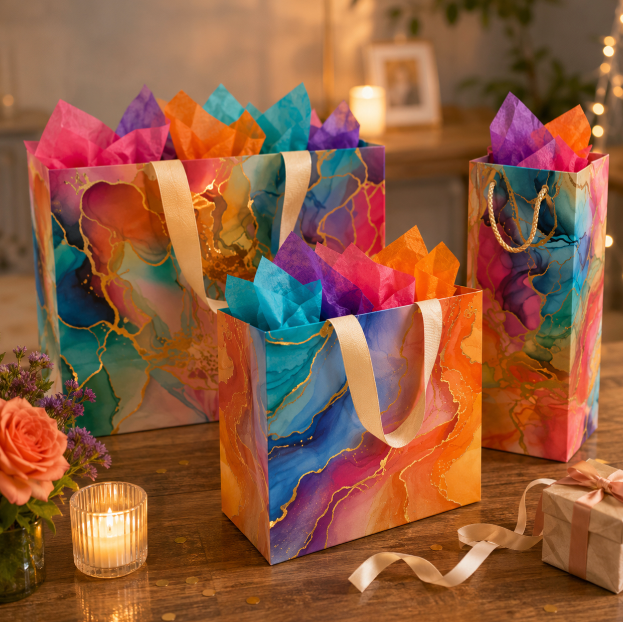 Marble Radiance Bottle Gift Bag