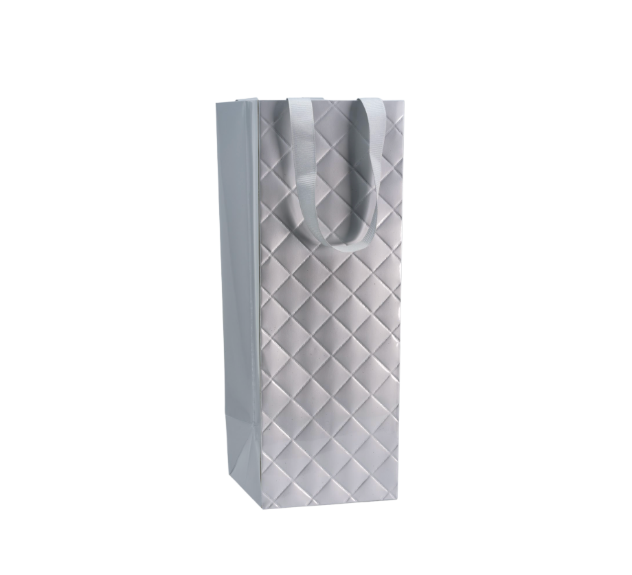 Diamond Weave Silver Bottle Gift Bag