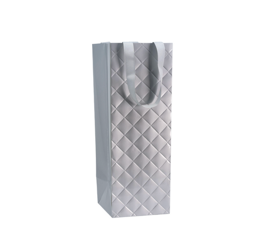 Diamond Weave Silver Bottle Gift Bag
