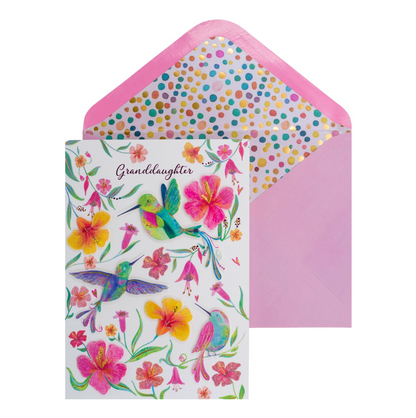 Granddaughter Hummingbird and Flowers Birthday Card NEW