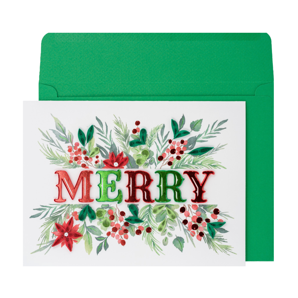 Quilled Merry Christmas Card NEW