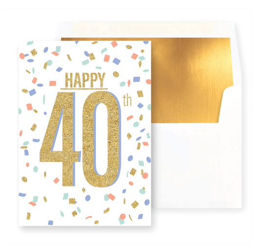 Happy 40th Confetti Toss Birthday Card