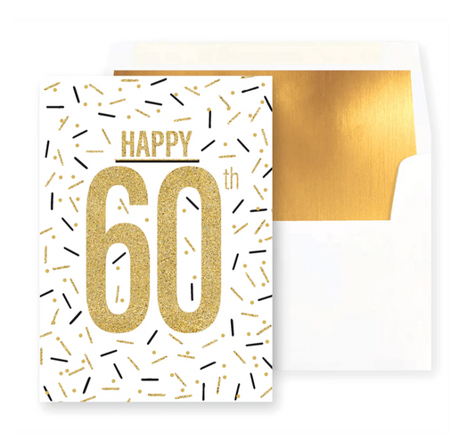 Happy 60th Black and Gold Sprinkles Birthday Card