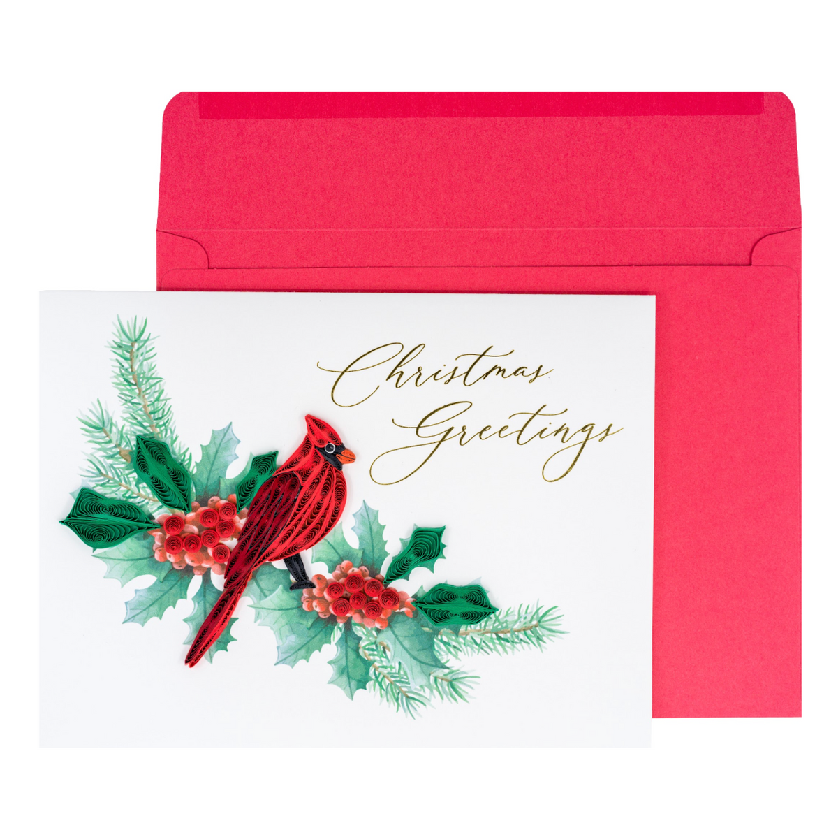 Cardinal on Branch Christmas Card NEW