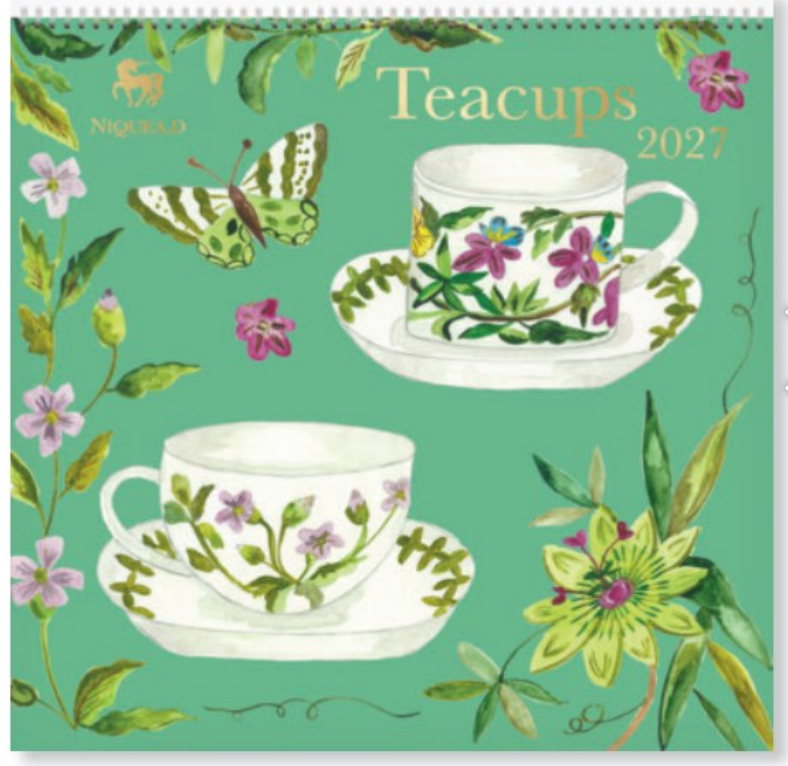 Tea Cups 2027 Spiral Wall Calendar