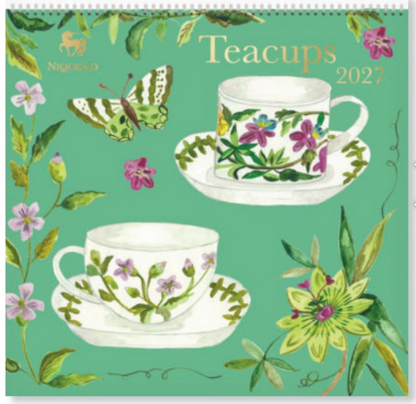 Tea Cups 2027 Spiral Wall Calendar