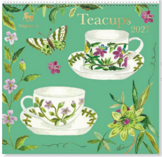 Tea Cups 2027 Spiral Wall Calendar
