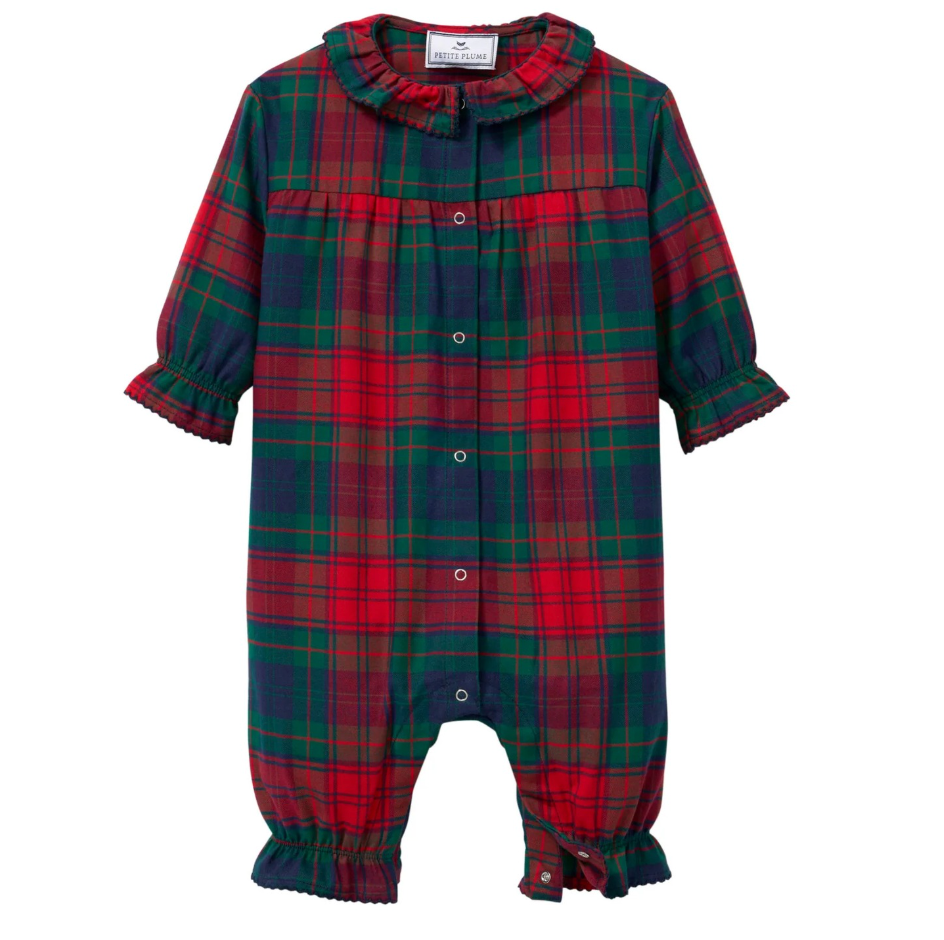 Baby's Madeline Romper in St. James Tartan Red