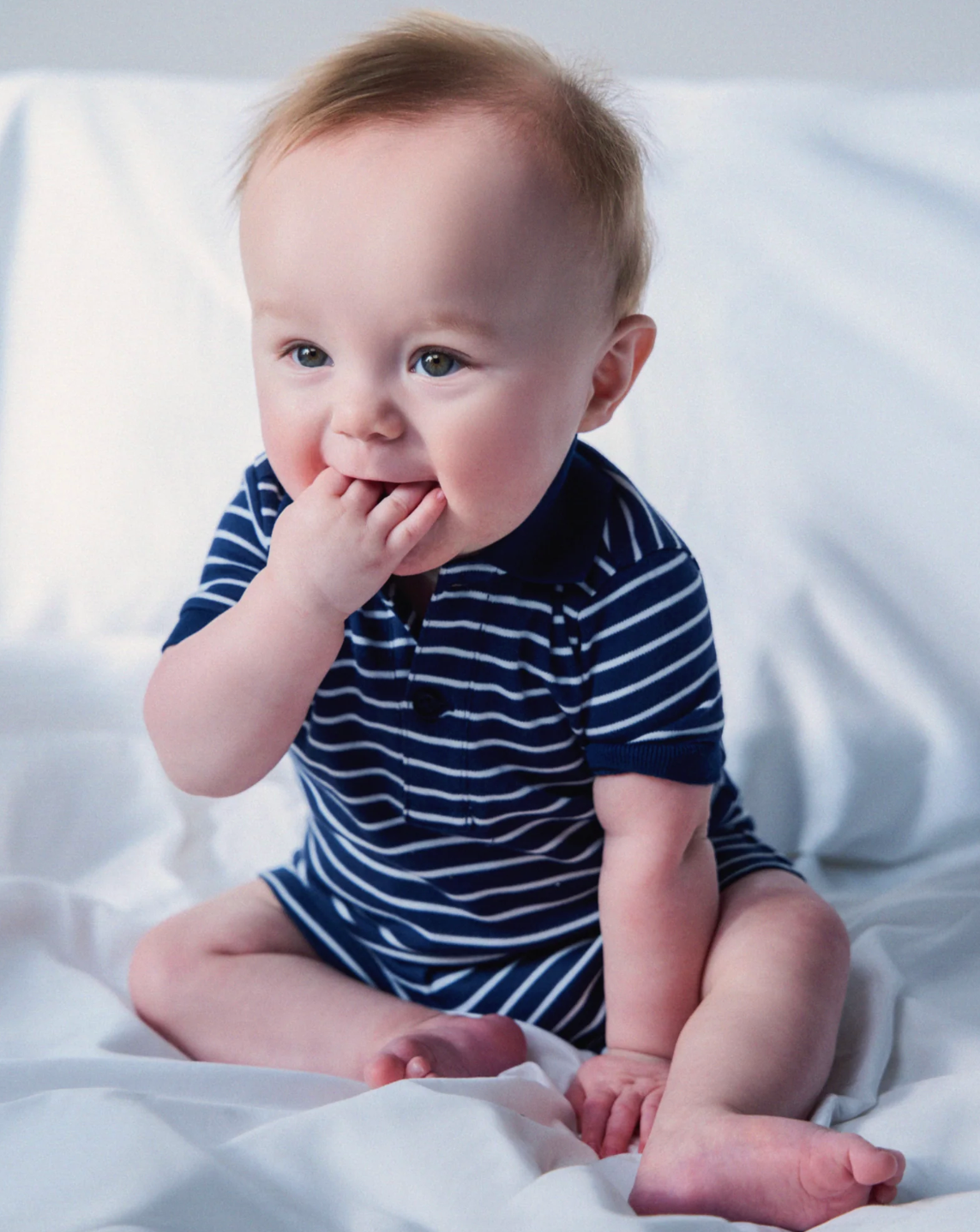 Baby's Pima Louis Play Romper in Navy Stripe