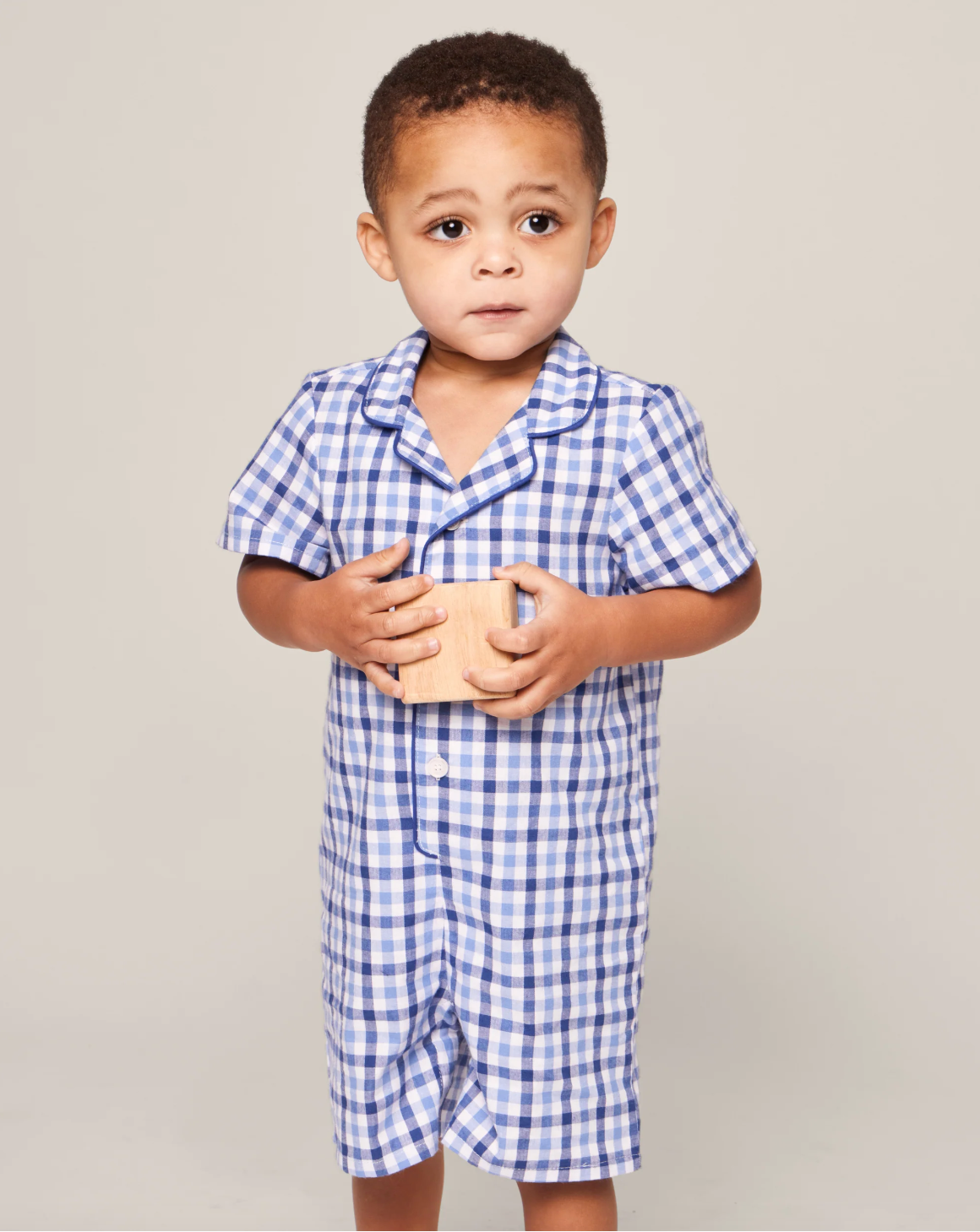 Baby's Twill Summer Romper in Royal Blue Gingham