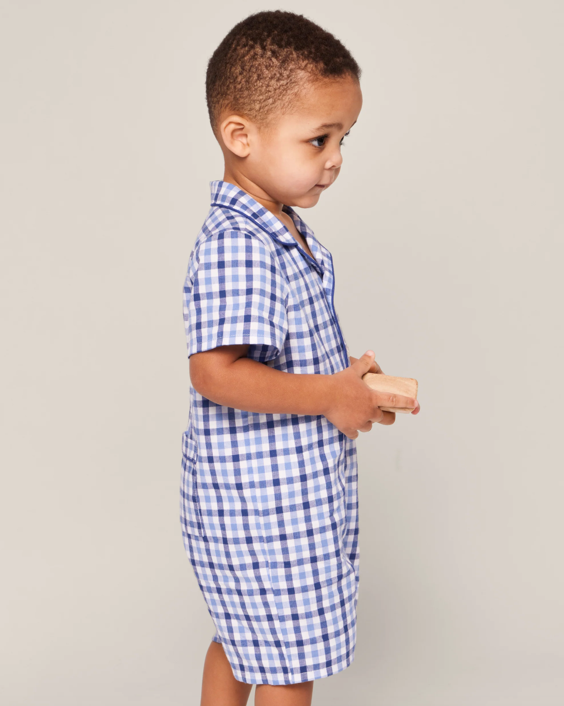 Baby's Twill Summer Romper in Royal Blue Gingham