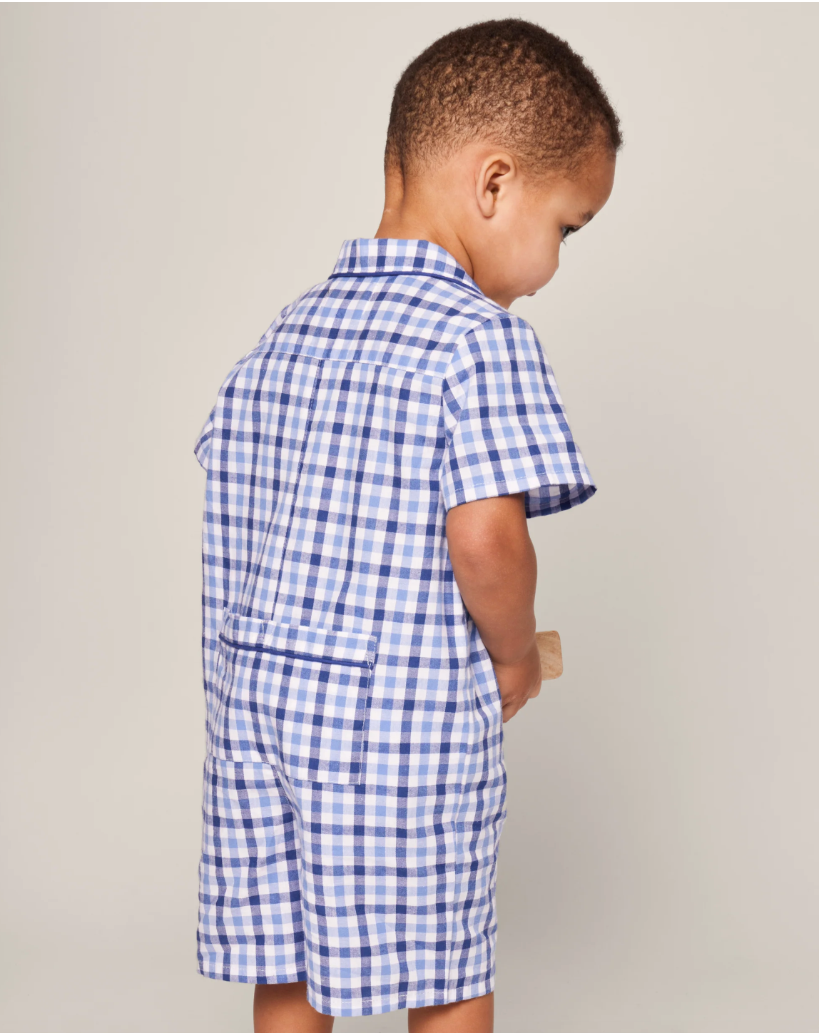 Baby's Twill Summer Romper in Royal Blue Gingham