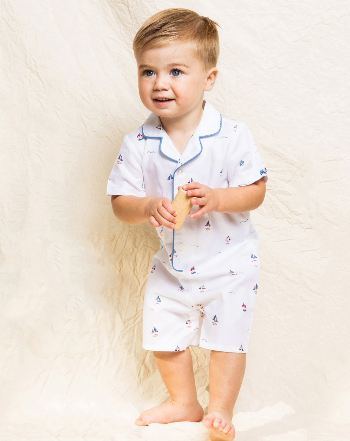 Baby's Twill Summer Romper in Bateau