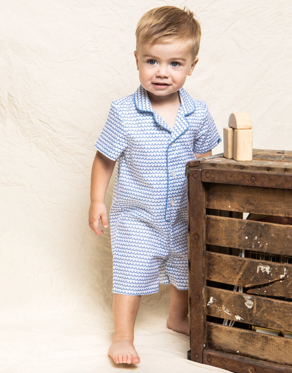 Baby's Twill Summer Romper in La Mer