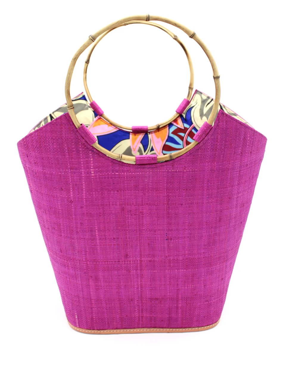 Carmen Straw Bucket Bag with Bamboo Handles