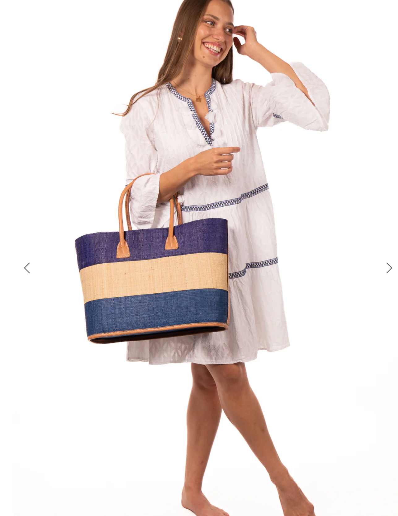 Santorini 3 Tone Color Block Straw Tote Handbag