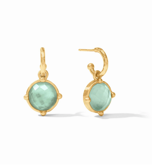 Honeybee Hoop & Charm Earring: Iridescent Aquamarine Blue