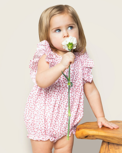 Baby's Twill Ruffled Romper in Sweethearts